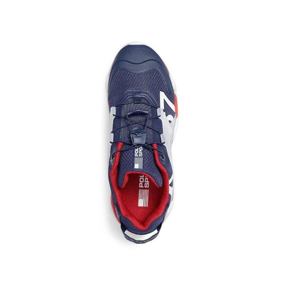 NWOB Polo Ralph Lauren Men's RLX Tech-SK-ATH RL-67 Sneakers, Navy/Red, Size 9D - Picture 5 of 11